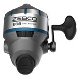 Zebco 808 Tuzlu Su Spincast Olta Makarası, Paslanmaz Çelik Makara Kapağı, ABS Ekleme ile, Quickset Anti-Ters ve Isırma Uyarısı, 9 kg Cajun Olta İpi ile önceden sarmalanmış, istiridye Paketi, Gümüş