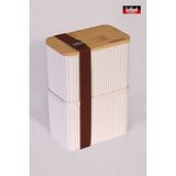Zebra 2’li Bambu Kapaklı Lunch Box - 1 Lt + 1 Lt - Saklama Kabı Seti - Lastikli - 1lt