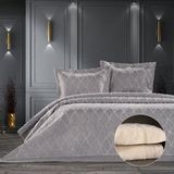 Zebra Casa Tilda 3 Parça Yatak Örtüsü / Gri - 260 x 240 cm - Bej