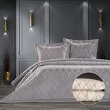 Zebra Casa Tilda 3 Parça Yatak Örtüsü / Gri - 260 x 240 cm - Krem - Bej