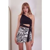 Zebra Desen Etek-Siyah