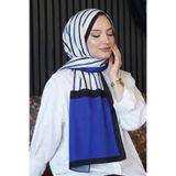 Zebra Desen Mavi Soft Pamuk Şal Çok Renkli 55