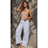 ZEBRA DESEN PANTOLON ASKILI TSHIRT KADIN PİJAMA TAKIM Mavi XL