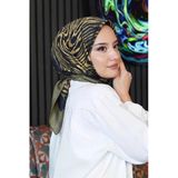 Zebra Desen Yeşil Soft Pamuk Eşarp