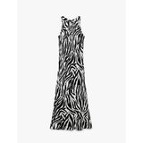 Zebra Desenli Halter Yaka Maxi Elbise