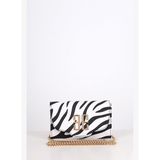 Zebra Desenli Metal Logolu Clutch Çanta