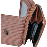 Zebra Desenli Renkli Yumuşak Kumaş Yüzey Çok Gözlü Continantel Kadın Cüzdanı 16X9X5 - Kahverengi