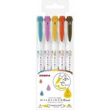 Zebra Mildliner 5'li Kalem Seti Renkli Keçeli Kalemler 4 mm Kalın 0.7 mm İnce Uç Ölçüleri