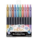 Zebra Sarasa Clip 10'lu Decoshine Color Jel Kalem Seti Jj15-10c-sh