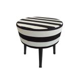 Zebra Siyah Beyaz Puf Koltuk Bench – 38x43 cm | Ahşap Ayaklı Modern Tabure