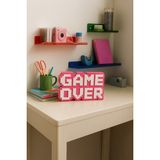 ZEBU3DESIGN Retro Game Over Kabartmalı Dekoratif Obje - Masaüstü ve Duvar Süsü - Hediye - Pembe - Beyaz