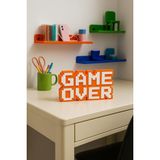 ZEBU3DESIGN Retro Game Over Kabartmalı Dekoratif Obje - Masaüstü ve Duvar Süsü - Hediye - Turuncu - Beyaz