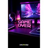 zebu3Design Retro Game Over Kabartmalı Dekoratif Obje - Pembe | Masaüstü ve Duvar Süsü | Hediye