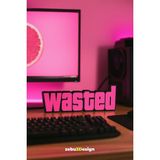 ZEBU3DESIGN Wasted Yazı Figürü Masa Dekoru | Oyuncu Odası Gaming Aksesuarı | 20 cm - Siyah - Pembe