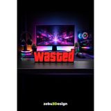 Zebu3Design Wasted Yazı Figürü Masa Dekoru | Oyuncu Odası Gaming Aksesuarı | Kırmızı | 20 cm - Siyah - Kırmızı