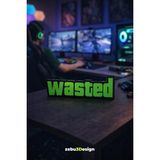 ZEBU3DESIGN Wasted Yazı Figürü Masa Dekoru | Oyuncu Odası Gaming Aksesuarı | Kırmızı | 20 cm - Yeşil