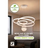 Zeda Teknoloji Büyük Kaos LED Sarkıt Avize - Aydınlatma 3 Renk Modu (Sarı Işık - Beyaz Işık - Gün Işığı)