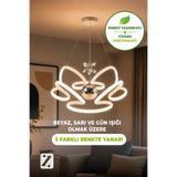Zeda Teknoloji Lotus 3 Renk 4 Yaprak Tek Top Sarkıt Led Avize