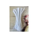 Zedhobi 10 Adet Z42 Beyaz Şönil 30 cm Tüylü Peluş Tel Çiçek Yapımına Okul Öncesi Anaokuluna Uygun
