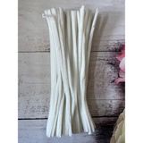 Zedhobi 10 Adet Z43 Kırık Beyaz Şönil 30 cm Tüylü Peluş Tel Çiçek Yapımına Okul Öncesi Anaokuluna Uygun