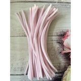Zedhobi 10 Adet Z7 Pudra Pembe Şönil 30 cm Tüylü Peluş Tel Çiçek Yapımına Okul Öncesi Anaokuluna Uygun