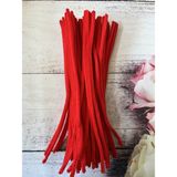 Zedhobi 25 Adet Z16 Açık Kırmızı Şönil 30 cm Tüylü Peluş Tel Çiçek Yapımına Okul Öncesi Anaokuluna Uygun