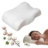 Zeelux Güzellik Yastığı - Yaşlanma Karşıtı ve Kırışıklık Karşıtı, Pamuk Kılıf ve Bambu Dolgu, Ergonomik Hafızalı Köpük, Boyun ve Omuz Desteği, Yan ve Sırt Yatan, Kirpikleri Korur (Beyaz)
