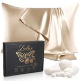 Zeelux Premium%100 Saf Dut İpek Yastık Kılıfı 22 Momme 6A, Gizli Fermuar, Saç ve Cilt İçin Lüks Serinletici İpek Kılıf, Türkiye'de Üretilmiştir (Altın Rengi, Standart, Adet, 1, 1)