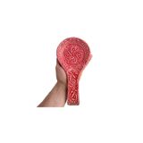 Zeem Handmade Ceramic El Yapımı Seramik Kırmızı Kaşık Tutucu, Çiçek Desenli Kaşıklık Kepçelik Spatulalık Dekoratif Mutfak Tezgahüstü Kaşık Altlığı, Ev Hediyesi