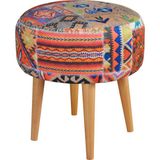 Zeen Concept Dolce Yuvarlak Silindir Puf Turuncu Kilim Desenli