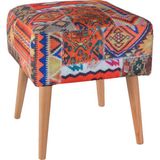 Zeen Concept Praga Kare Puf Turuncu Kilim Desenli