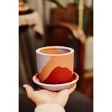 zef design store Teracotta Silindir Saksı+Tabak•Kırmızının Tonları•5 Farklı Seçenek(Küçük•Orta•Büyük•2li Set•3lü Set)