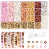 ZEFAN Yakl. 2680 adet Heishi boncuk seti, 6 mm polimer kil boncuk, 6 renkli kil boncuk, bileklikler, bileklikler için kendin yap boncuklar, kolyeler, küpeler için elastik ip ile kendiniz yapın