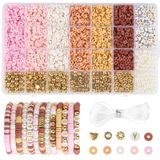 ZEFAN Yakl. 2680 adet Heishi boncuk seti, 6 mm polimer kil boncuk, 6 renkli kil boncuk, bileklikler, bileklikler için kendin yap boncuklar, kolyeler, küpeler için elastik ip ile kendiniz yapın