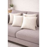 ZEGPAR Keten Dokulu Krem Renk 4 Adet Kırlent Kılıfı 45 x 45 cm
