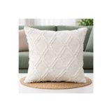 ZEGPAR Kırlent Kılıfı Krem Pamuklu Şönil Kumaş 43 x 43 cm