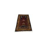 Zehra Abla Halı 19.Yüzyıl Antika El Dokuması Başyapıt Koleksiyonluk Zile Yahyalı Yün Halı 5310 Renkli-100 x 180
