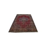 Zehra Abla Halı Antika 6.5m2 El Dokuma Kırmızı Lacivert Eskitme Lüks Göbekli Yün Salon Halısı 5643 Kırmızı-210 x 310
