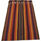 Zehra Abla Halı Antika El Dokuma Kompozisyon Çubuklu Kemerli Yörük Yün Kilim Renkli-90 x 160