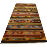 Zehra Abla Halı Antika El Dokuma Seçkin Cerit Yörükleri Meşhed İran Yün Kilim 5437 Renkli-160 x 400