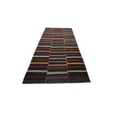 Zehra Abla Halı El Dokuma Devasa Çizgili Gökçeağaç Kastamonu Yün Kilim 6258 Çok Renkli-180 x 400