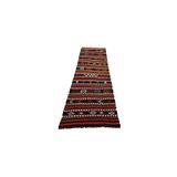 Zehra Abla Halı El Dokuma Otantik Zarif Karapınar Yörük Yolluk Yün Kilim 5550 Renkli-100 x 350