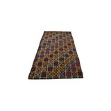 Zehra Abla Halı El Dokuması Otantik Karapınar Yörük Ekoseli Yün Cecim Kilim 6261 Çok Renkli-150 x 300