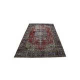 Zehra Abla Halı Vintage El Dokuma Kırmızı Lacivert Eskitme Lüks Göbekli Yün Salon Halısı 5366 Kırmızı-200 x 310