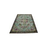 Zehra Abla Halı Vintage El Dokuma Nadir Serpme Dallı Çiçekli Eskitme Yün Salon Halısı 5536 Yeşil-180 x 270