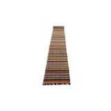 Zehra Abla Halı Yeni El Dokuma Yekpare Başyapıt Ekoseli Bukleli Pamuklu Yolluk Kilim 5422 Renkli-80 x 750