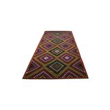 Zehra Abla Halı Yeni El Dokuması Yekpare Eşsiz Uşak Yörük Cecim Yün Kilim 5647 Renkli-200 x 400