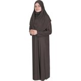 Zehranaz Namaz Elbisesi Koyu Kahverengi Fermuarlı Namaz Elbisesi2 - L - XL