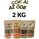 Zehre Büyük Boy 4'lü - 500 gr Çiğ Kabak Çekirdeği Içi + 500 gr Çiğ Badem Içi + 500 gr Çiğ Fındık Içi + 500 gr Ceviz Içi - 2 kg
