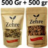 Zehre Büyük Boy Ikili Çiğ Badem İçi 500 gr ve Ceviz İçi 500 gr Doğal ve Taze Karışık - 1 kg